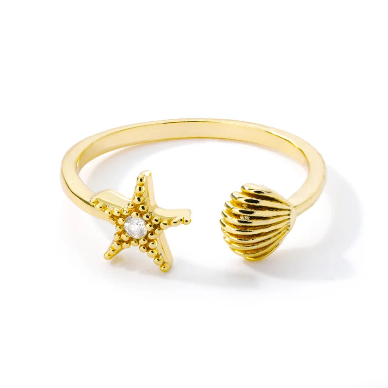 Starfish Shell Open Ring