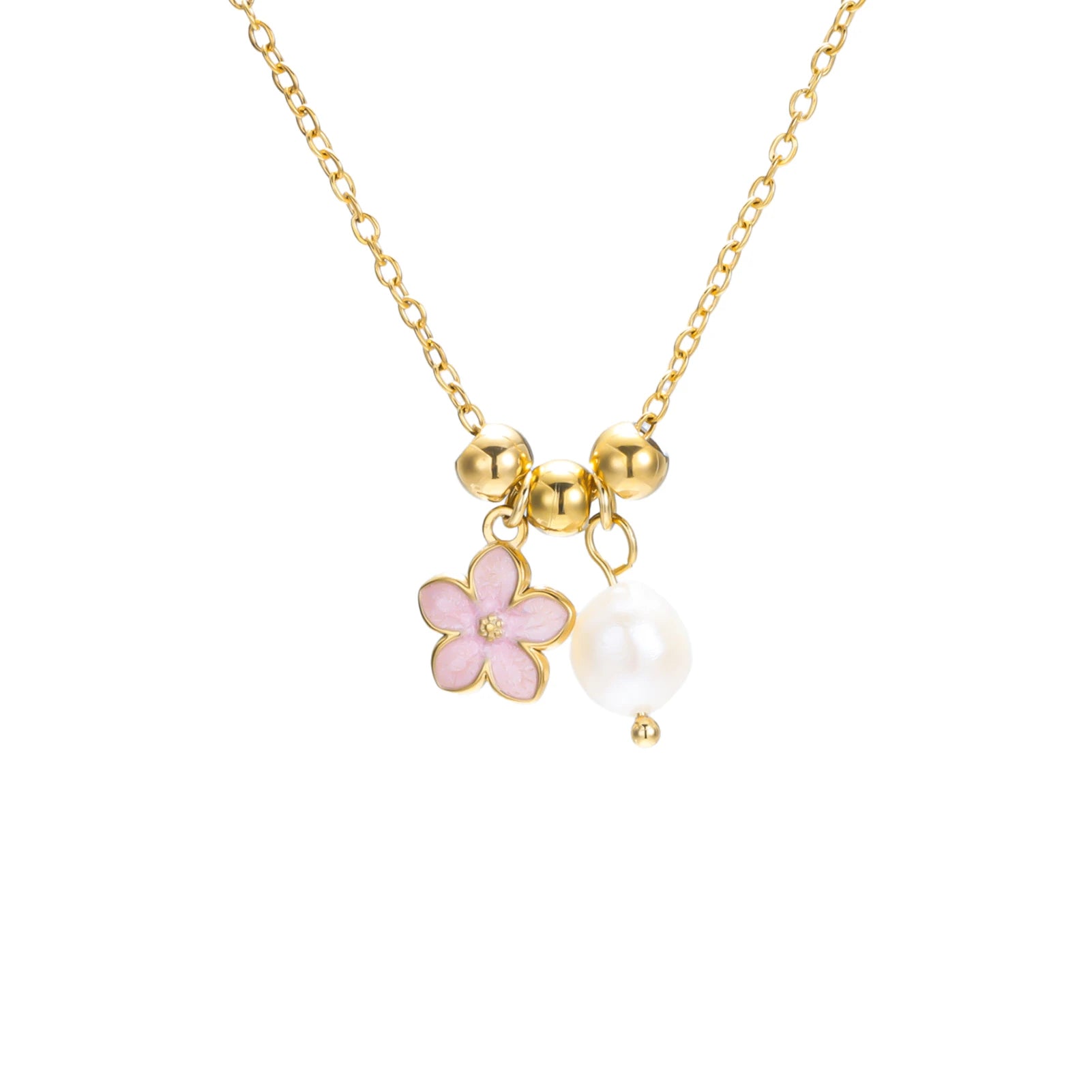 Plumeria Pearl Necklace