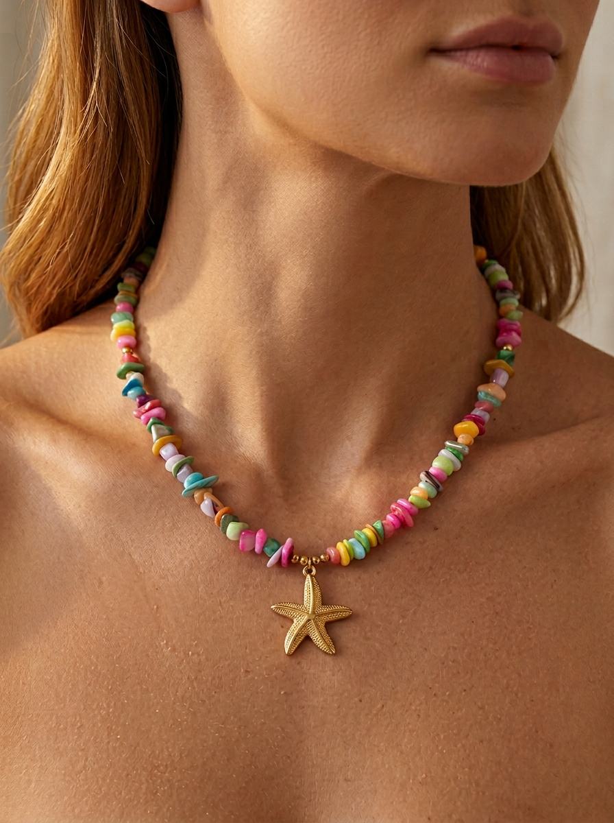 Beaded stone necklace