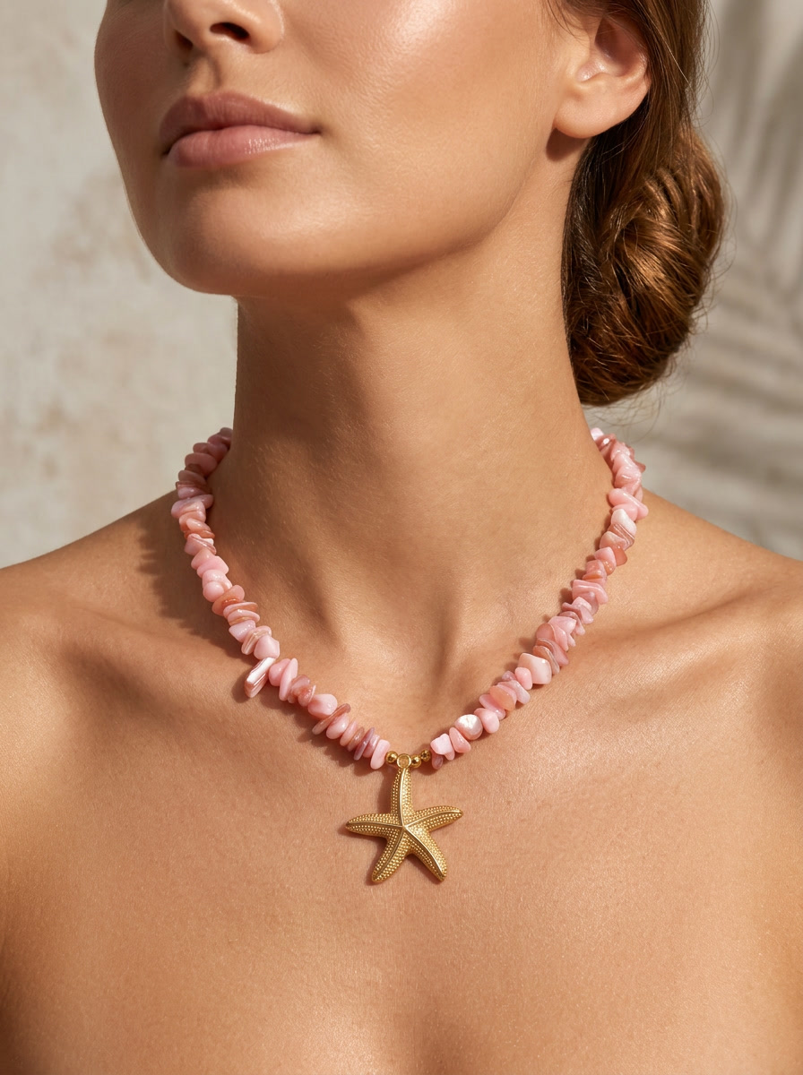 Beaded stone necklace