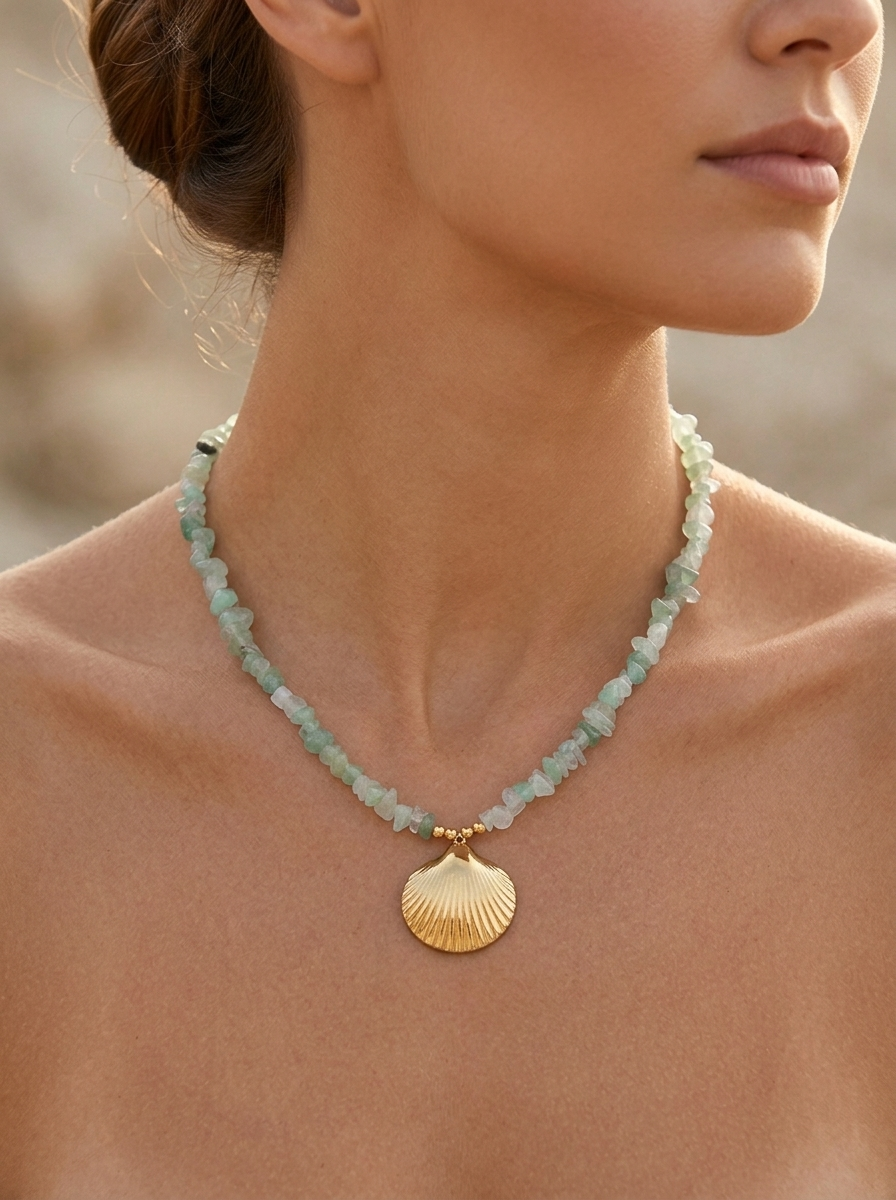 Beaded stone necklace