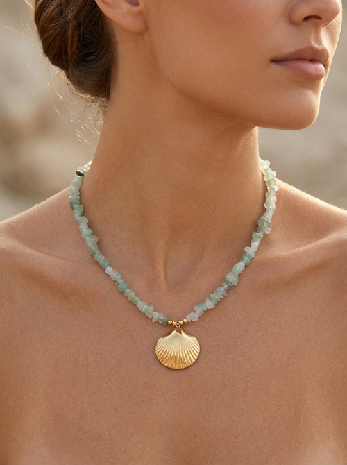 Beaded stone necklace