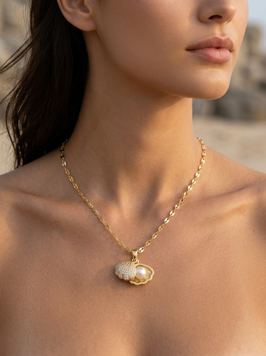 Shell Rhinestone Necklace